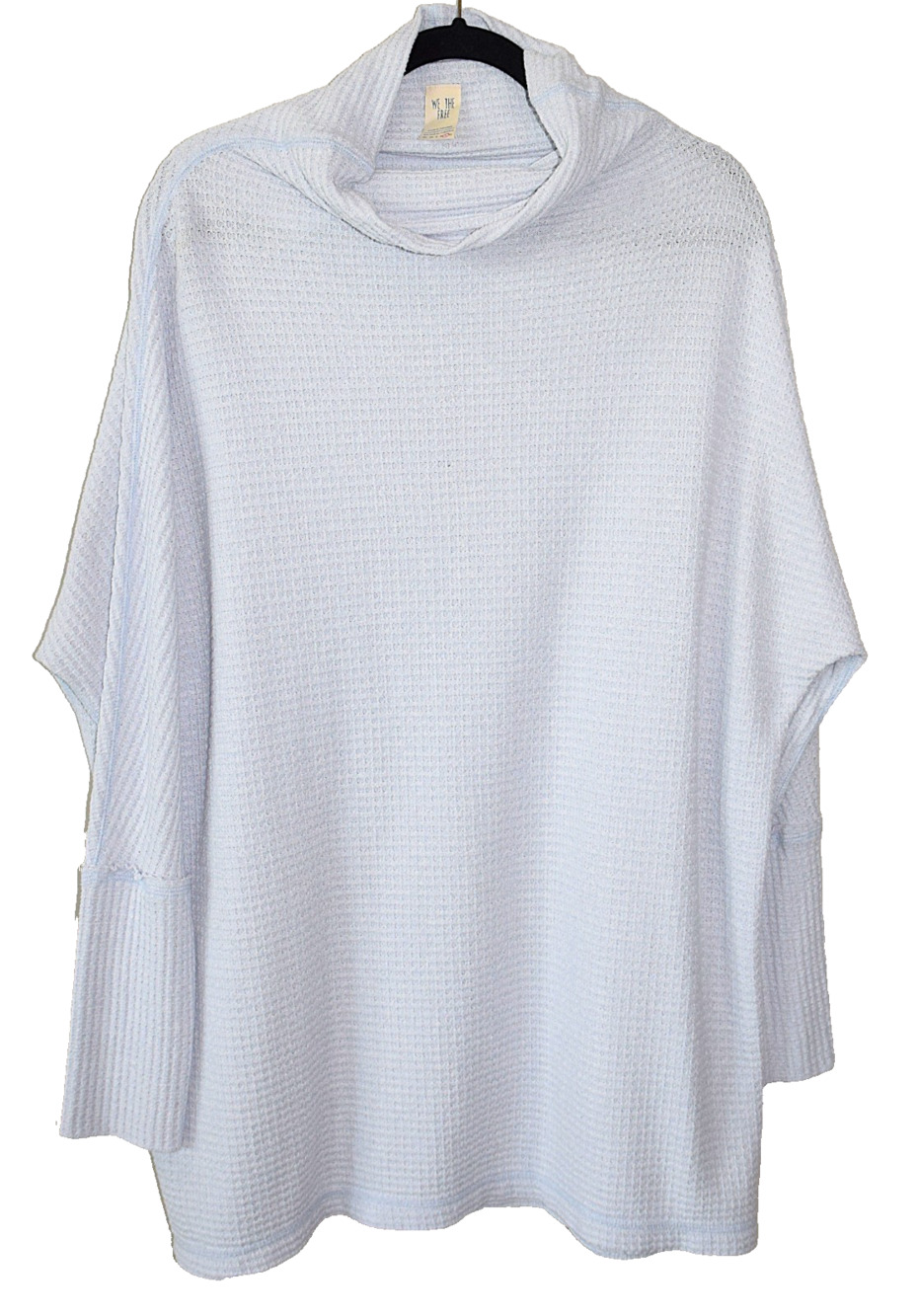 Free People We The Free Light Gray Kitty  Waffle Knit L/S Tunic Top Size Large